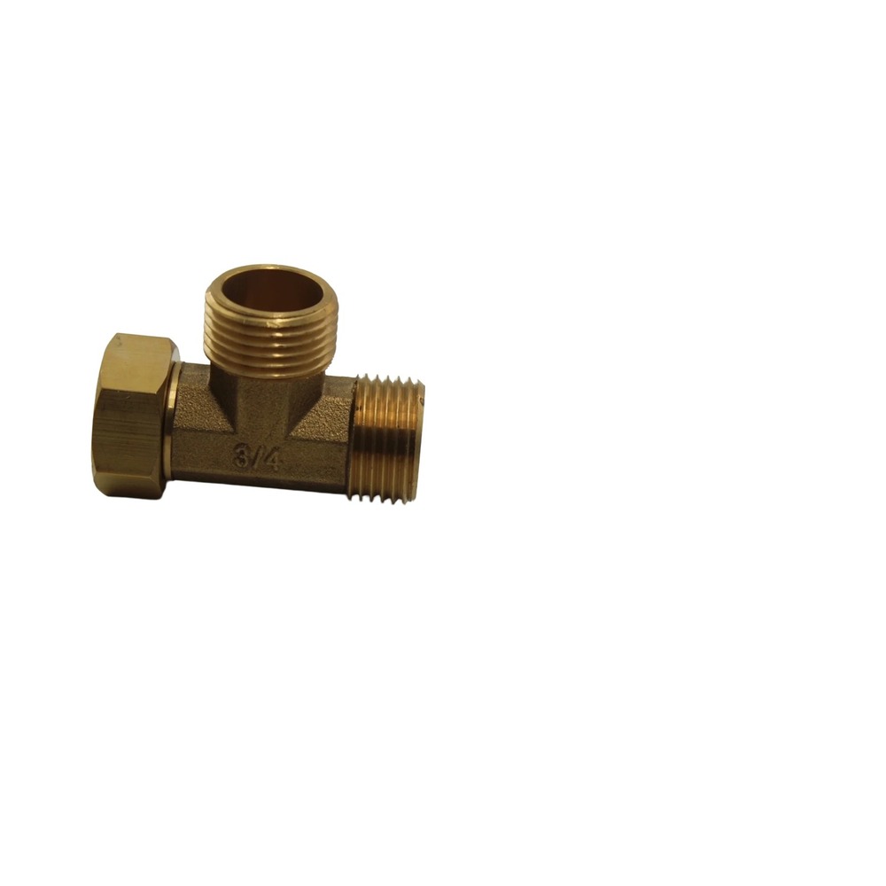 3/4 Inch Brass T-Adapter Fitting Swivel Female to Dual Male Threaded Tee